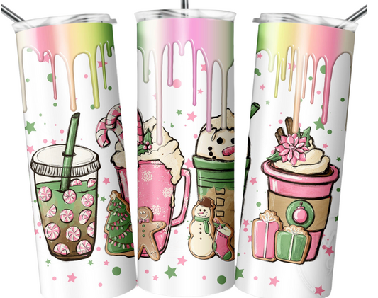 Pink Rainbow Christmas Coffee 20 oz Tumbler